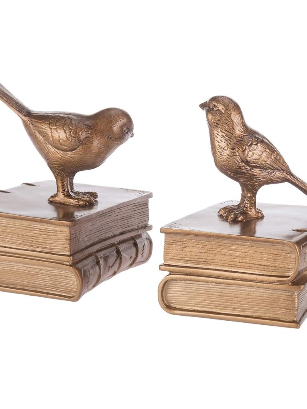 Gold Bird Bookends Decorative for Heavy Books, Brass Book Ends for Shelves, Vint